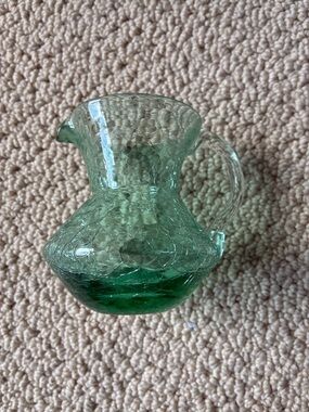 Crackle Glass Green Pitcher